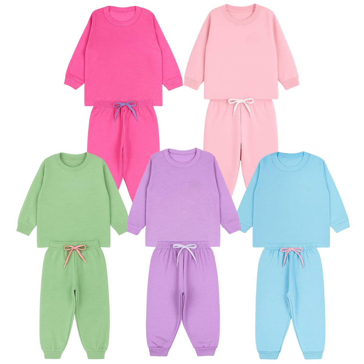 Kit 4 Peças Conjunto Inverno Infantil Liso Frio Premium Moletom Menina Feminino Quentinho Confortável Bebê Roupa Criança (2 Moletons + 2 Calças) - 1 A 8 Anos