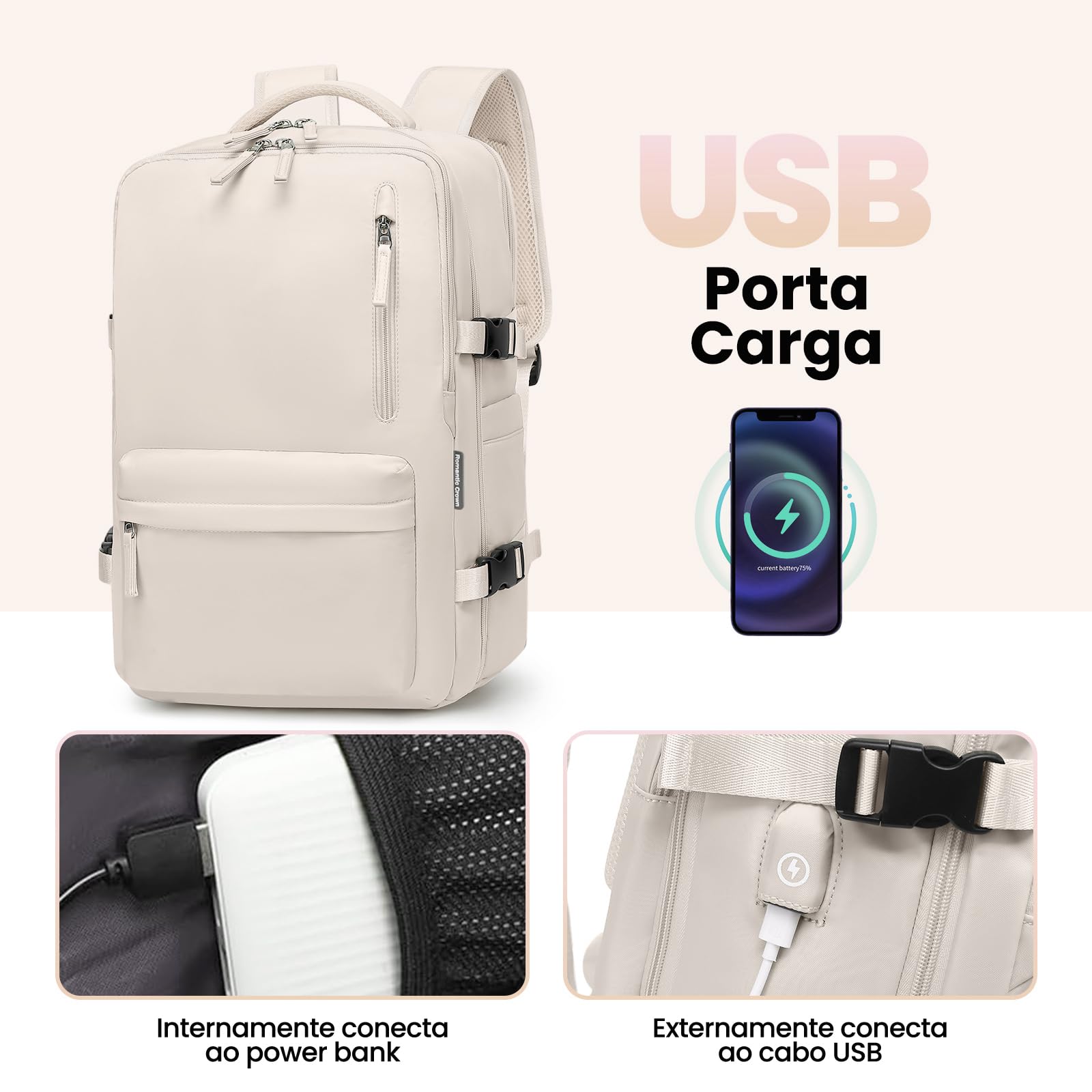 Romantic Crown Mochila de Viagem Expansivel Avião Grande Feminina,Mochila Executiva Masculina Impermeável Reforçada para Notebook,Casual Esportes Hiking Escola Presente1