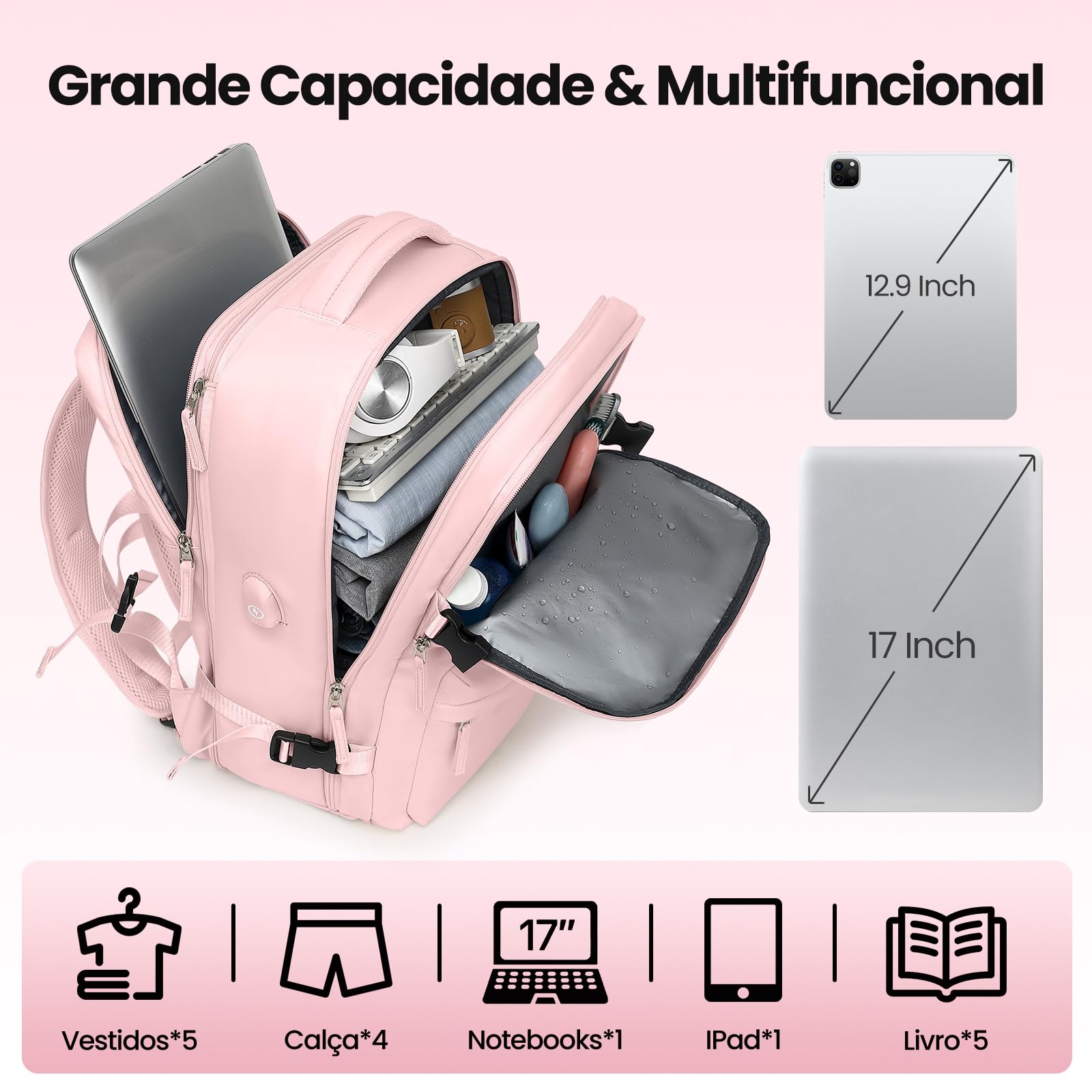 Romantic Crown Mochila de Viagem Expansivel Avião Grande Feminina,Mochila Executiva Masculina Impermeável Reforçada para Notebook,Casual Esportes Hiking Escola Presente1