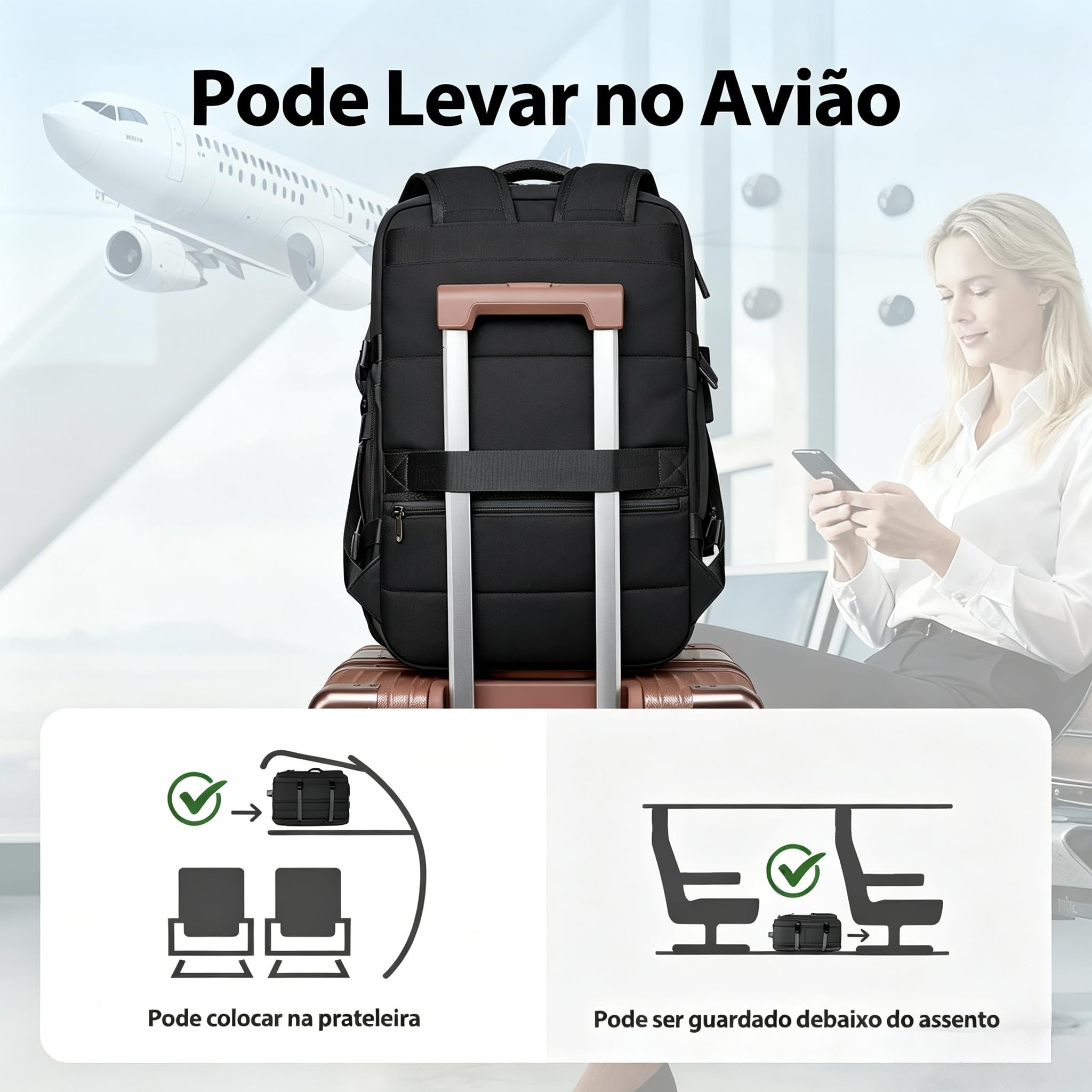 Romantic Crown Mochila de Viagem Expansivel Avião Grande Feminina,Mochila Executiva Masculina Impermeável Reforçada para Notebook,Casual Esportes Hiking Escola Presente1