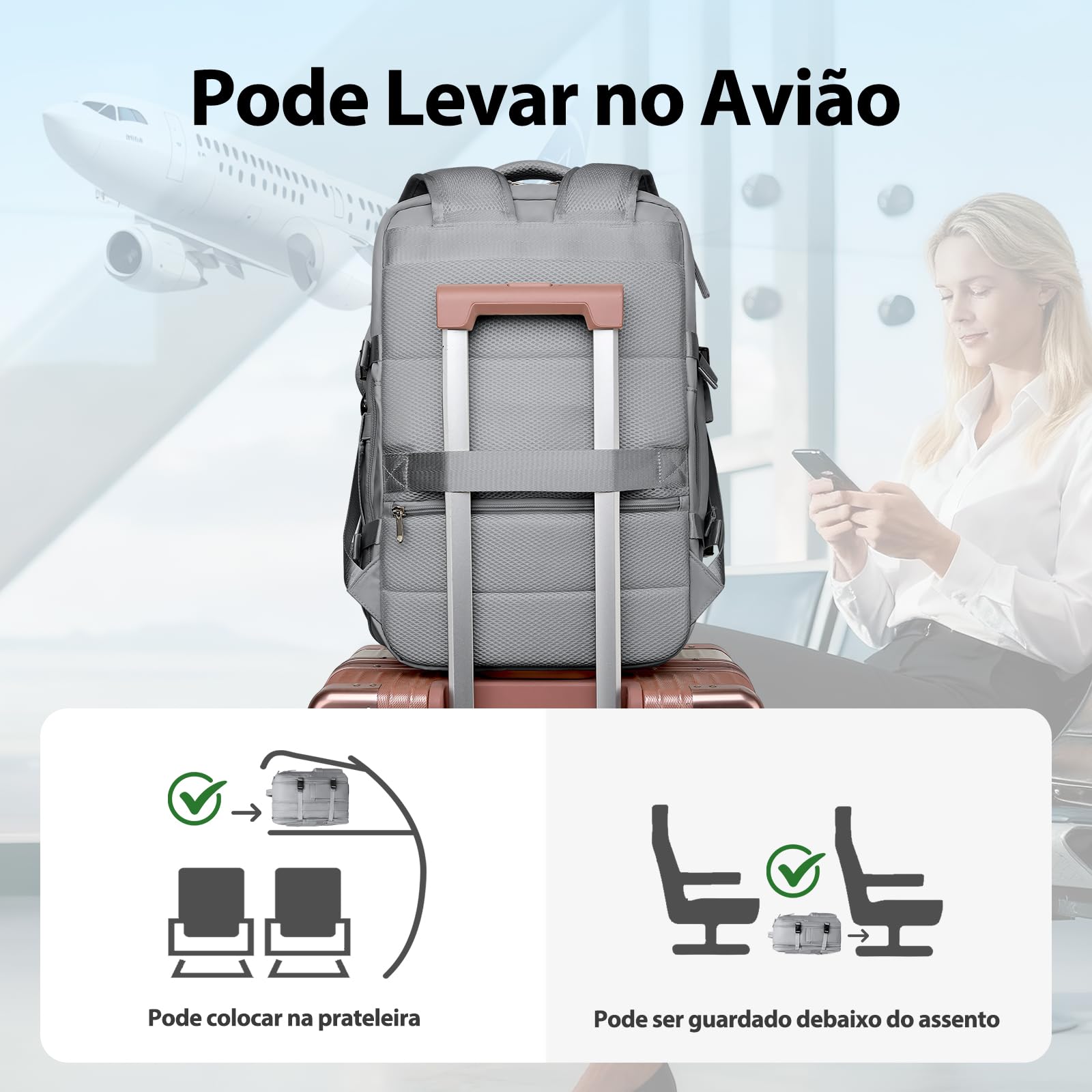 Romantic Crown Mochila de Viagem Expansivel Avião Grande Feminina,Mochila Executiva Masculina Impermeável Reforçada para Notebook,Casual Esportes Hiking Escola Presente1