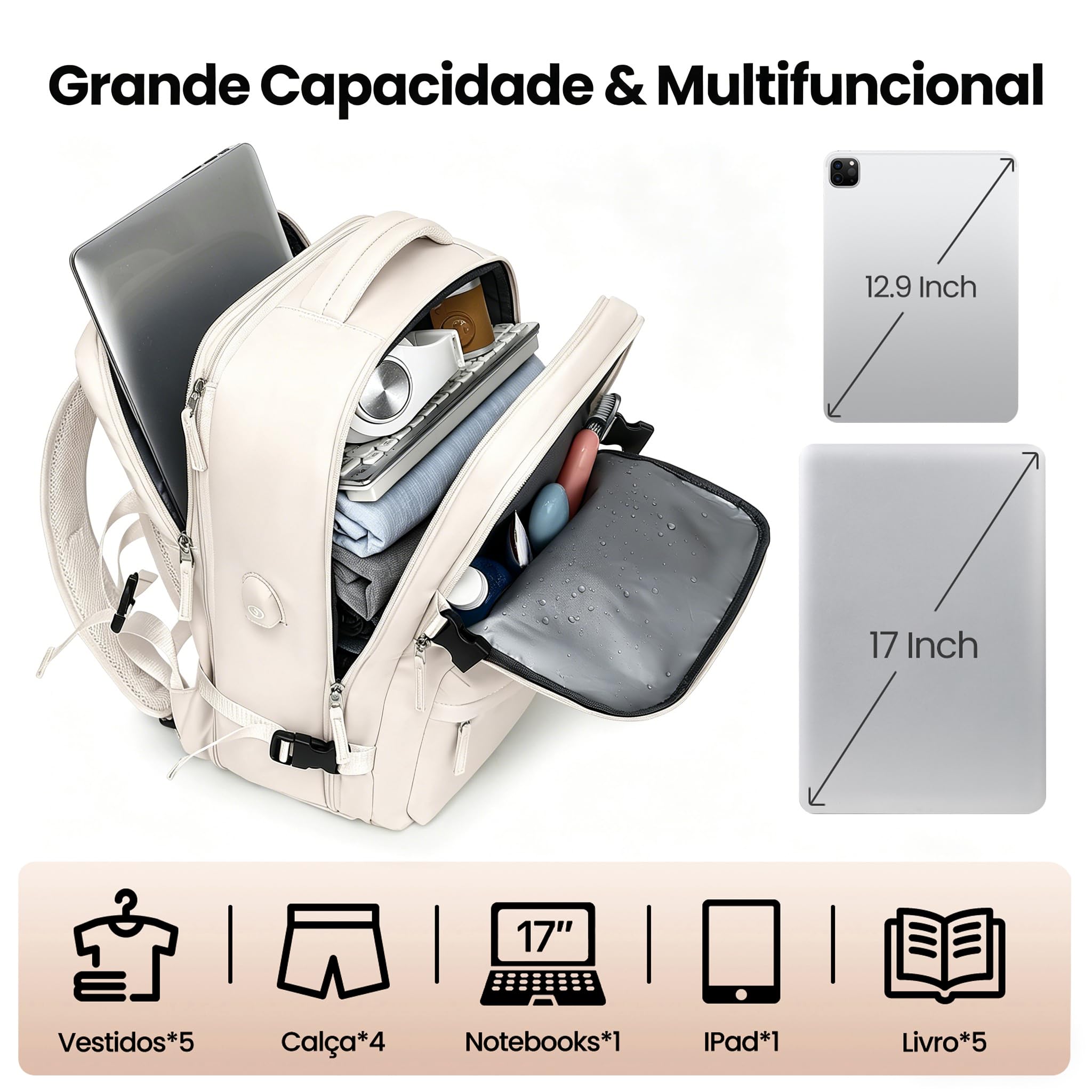 Romantic Crown Mochila de Viagem Expansivel Avião Grande Feminina,Mochila Executiva Masculina Impermeável Reforçada para Notebook,Casual Esportes Hiking Escola Presente1