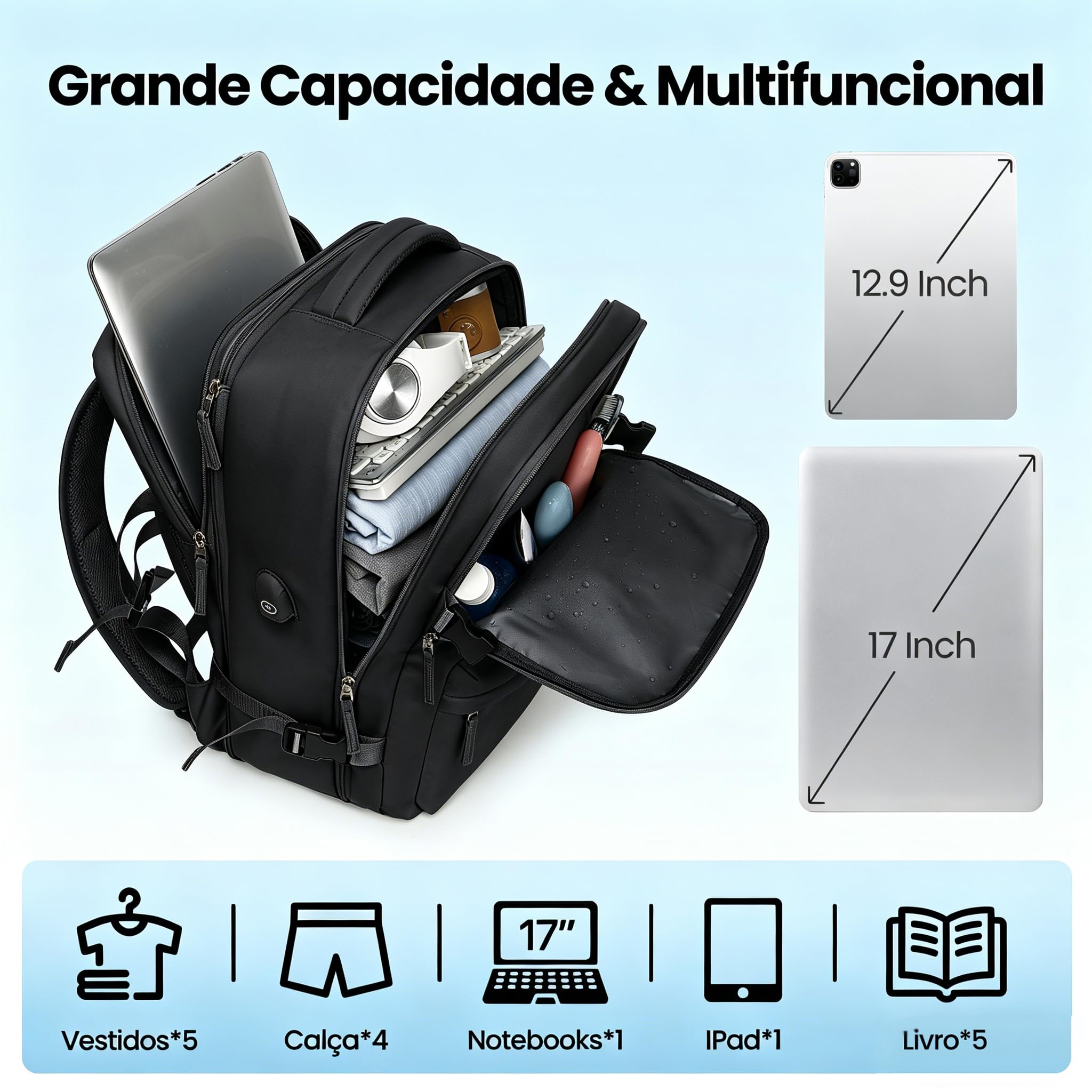 Romantic Crown Mochila de Viagem Expansivel Avião Grande Feminina,Mochila Executiva Masculina Impermeável Reforçada para Notebook,Casual Esportes Hiking Escola Presente1