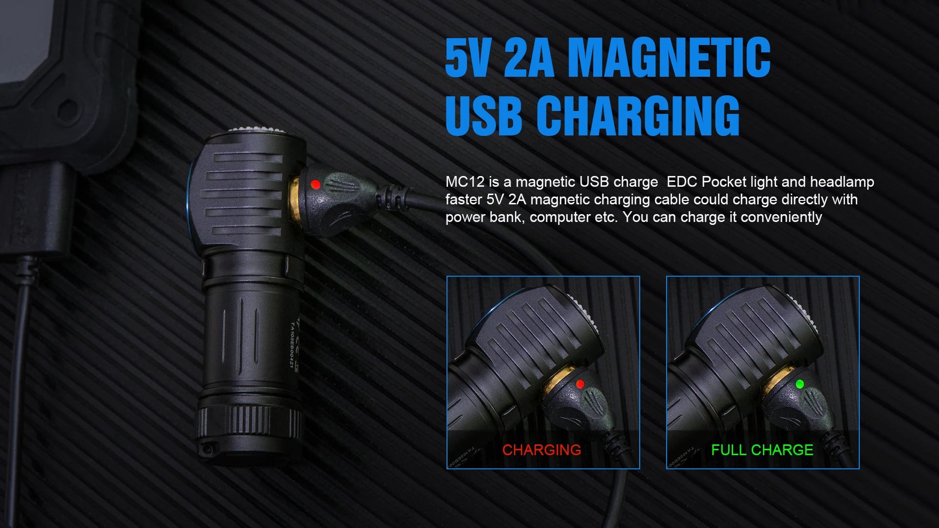 TrustFire MC12 EDC Powerful LED Headlamp 1000Lumens Magnetic Rechargeable Head Lamp XP-L HI Camping Torch Flashlight