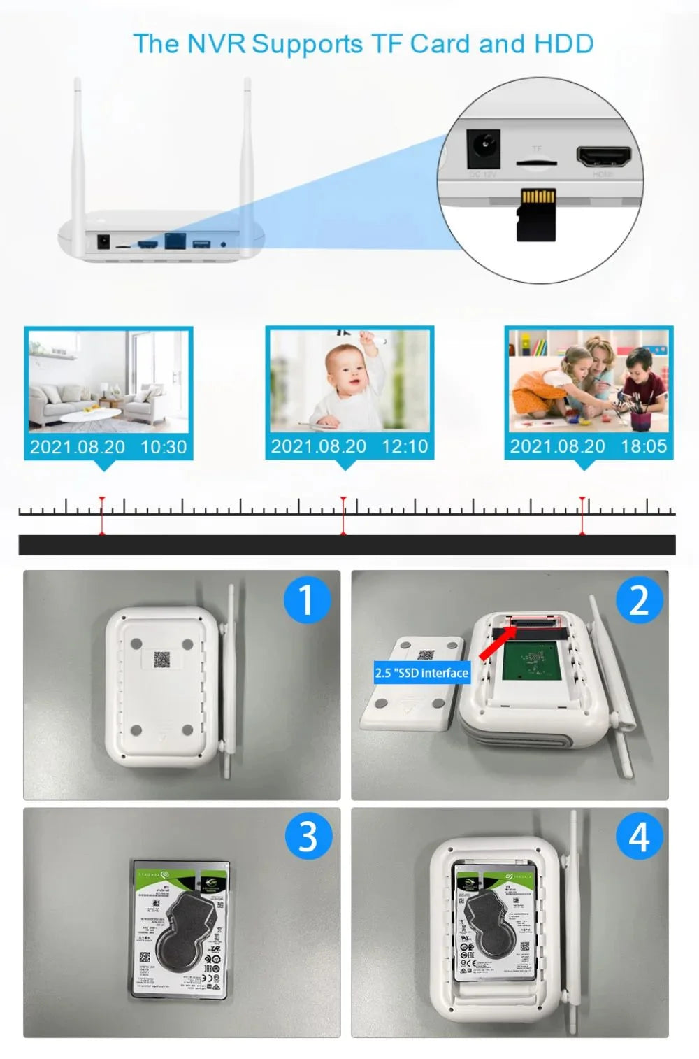Icsee 4CH Wireless Security Camera System 4MP 3MP H.264 CCTV with Two-Way Audio NVR Outdoor Security Camera Kit Wifi
