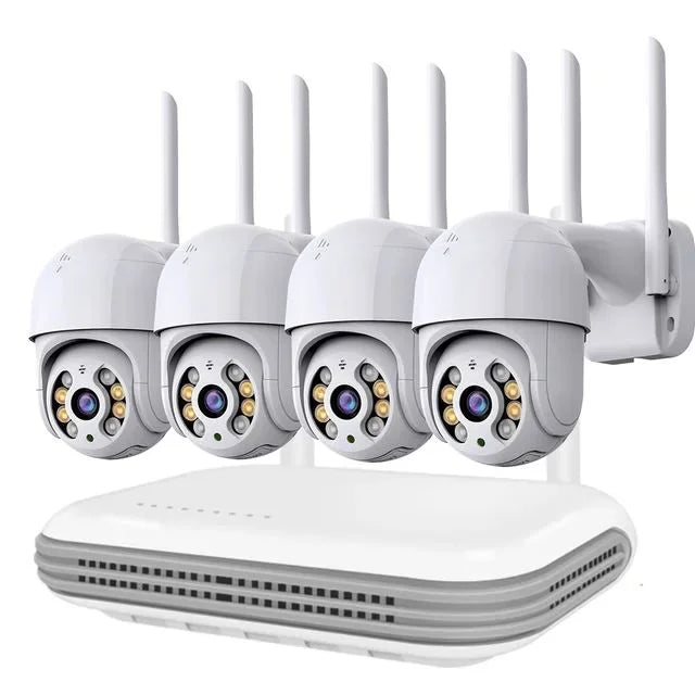 Icsee 4CH Wireless Security Camera System 4MP 3MP H.264 CCTV with Two-Way Audio NVR Outdoor Security Camera Kit Wifi