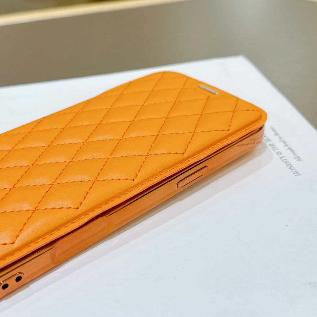 Grid PU Leather Flip Wallet Phone Case for iPhone Air 17 Pro Max Card Slots Full Protection Wireless Charging Magnetic Cover
