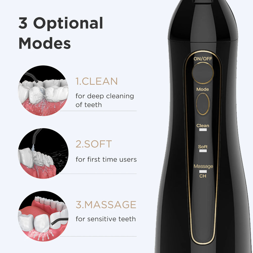 Fairywill Portable Dental Water Flosser Oral Irrigator USB Rechargeable Water Floss Jet Tooth Pick 7Tips 300ml Mouth washing ma