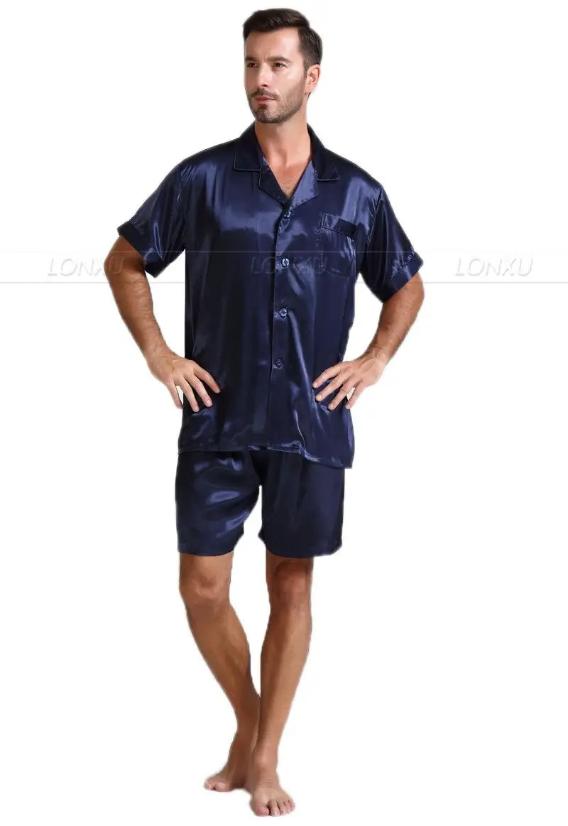 Mens Silk Satin Pajamas Pajama Pyjamas Short  Set  Sleepwear Loungewear U.S.S,M,L,XL,2XL,3XL ,4XL  Solid__6Colors