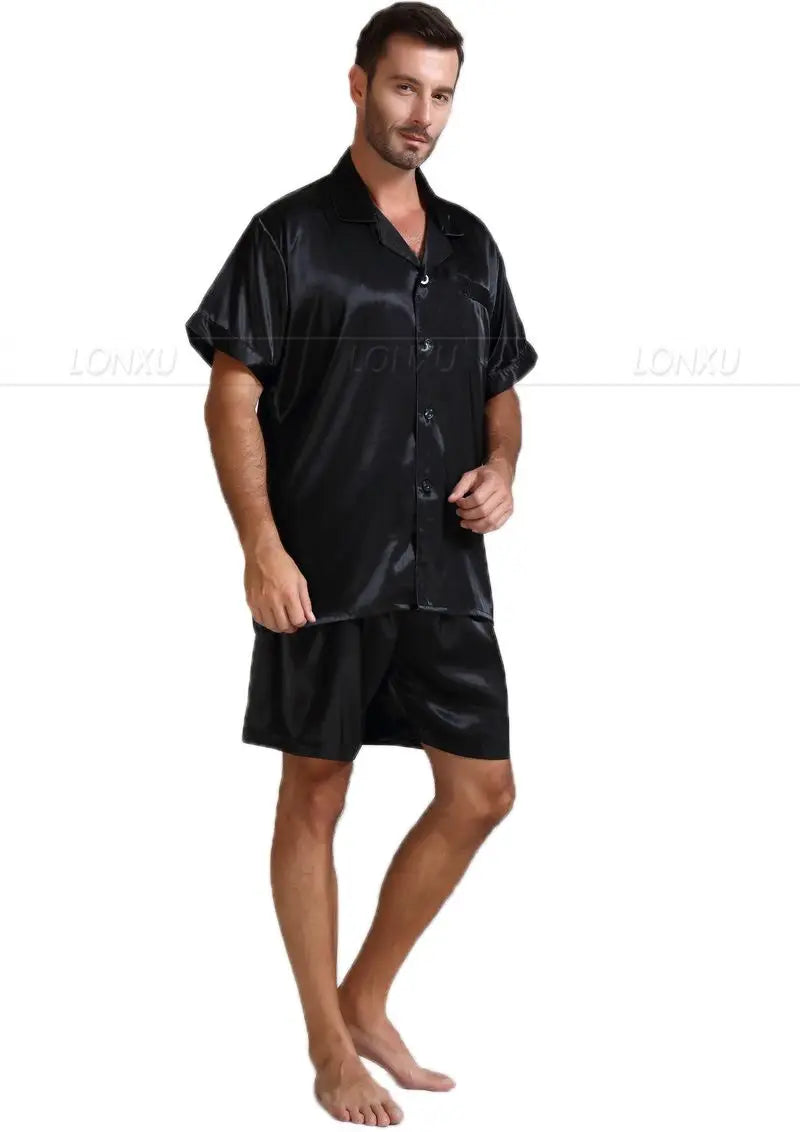 Mens Silk Satin Pajamas Pajama Pyjamas Short  Set  Sleepwear Loungewear U.S.S,M,L,XL,2XL,3XL ,4XL  Solid__6Colors