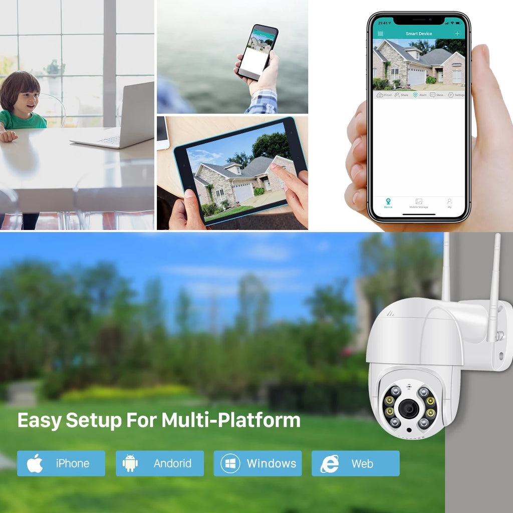 Cloud 5MP Mini PTZ Wifi Camera H.265 Auto Tracking Wireless IP Camera 4x Digital Zoom AI Human Detection Dual Light Source ICSEE