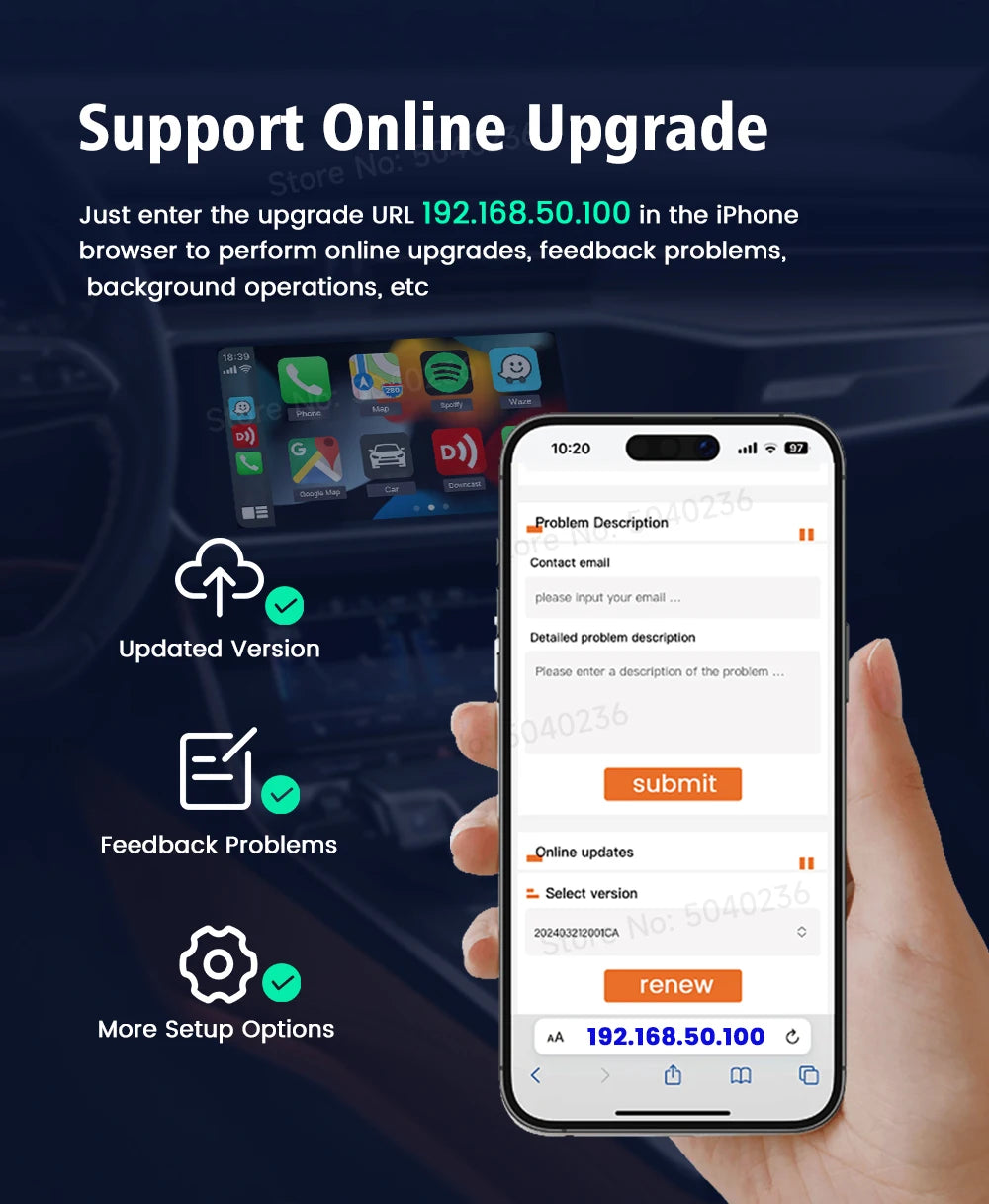 CarlinKit Mini 5 SE Wired To Wireless CarPlay Adapter 5Ghz WiFI Bluetooth Auto-Connect Online Upgrade Easy Setup Smart Car Box