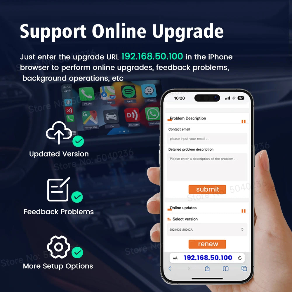 CarlinKit Mini 5 SE Wired To Wireless CarPlay Adapter 5Ghz WiFI Bluetooth Auto-Connect Online Upgrade Easy Setup Smart Car Box