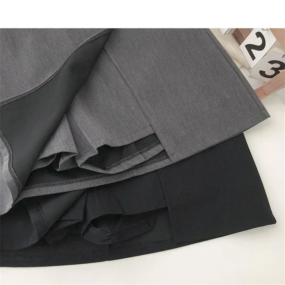 Korean Fashion Zipper All Matched Shorts Skirts vintage for women 2025 Black Grey Irregular Skirt A-line Women High Waist Skirt