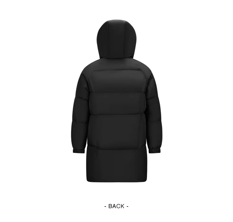 Semir Down Jacket Women Long Length Hooded Black Coat 2025 Winter New Loose Outerwear Fashion Women's down coat