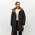 Semir Down Jacket Women Long Length Hooded Black Coat 2025 Winter New Loose Outerwear Fashion Women's down coat