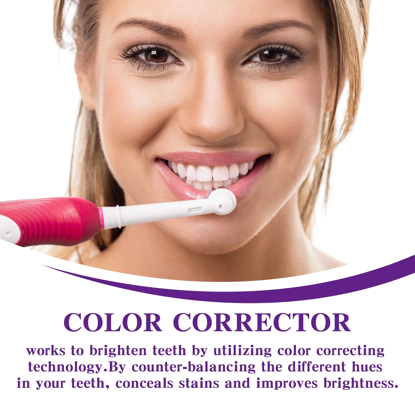 V34 Teeth Whitening Mousse, Purple Color Corrector Toothpaste, Dental Care, 30ml
