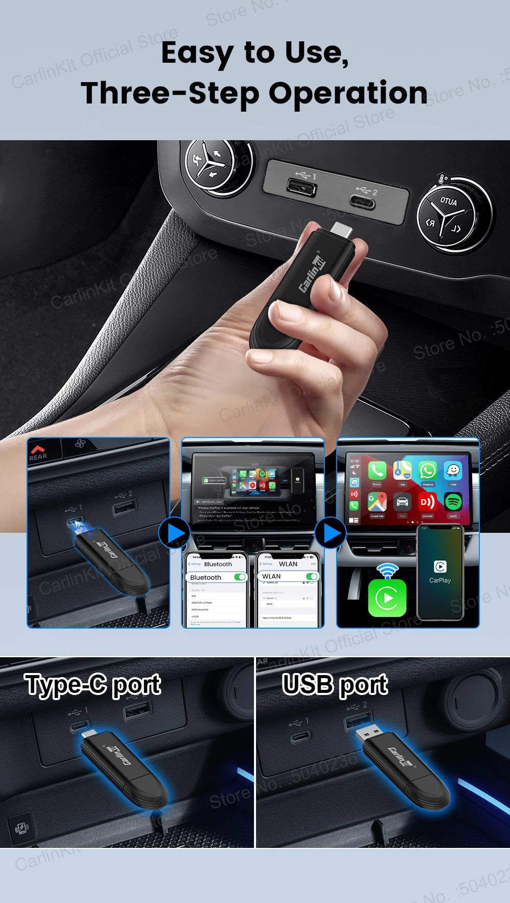 CarlinKit Mini 5 SE Wired To Wireless CarPlay Adapter 5Ghz WiFI Bluetooth Auto-Connect Online Upgrade Easy Setup Smart Car Box