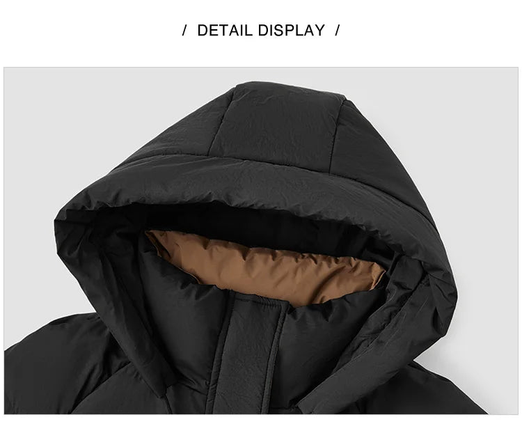 Semir Down Jacket Women Long Length Hooded Black Coat 2025 Winter New Loose Outerwear Fashion Women's down coat