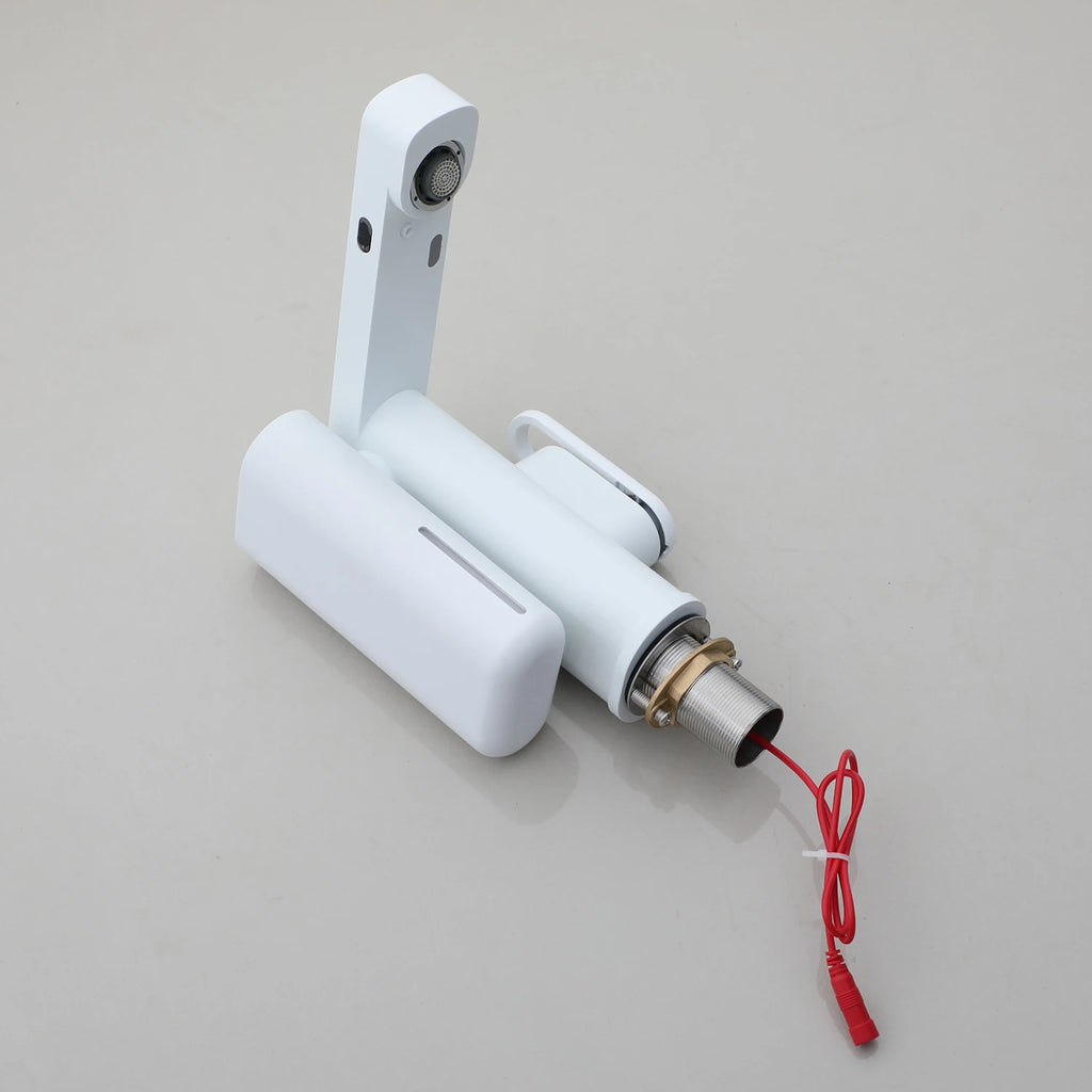 SINLAKU Bathroom Basin Sensor Faucet With Foam Soap Dispenser Deck Mounted Single Hole Stream Outlet Touch Free Mixer Taps