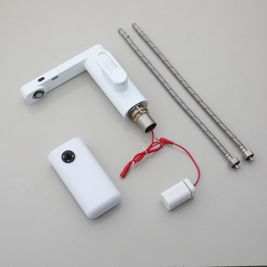 SINLAKU Bathroom Basin Sensor Faucet With Foam Soap Dispenser Deck Mounted Single Hole Stream Outlet Touch Free Mixer Taps
