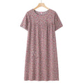 Middle-Aged and Elderly Short Sleeve Nightdresses Women Pajamas Summer Thin Loose Dresses Printed Ladies Sleepwear Homewear