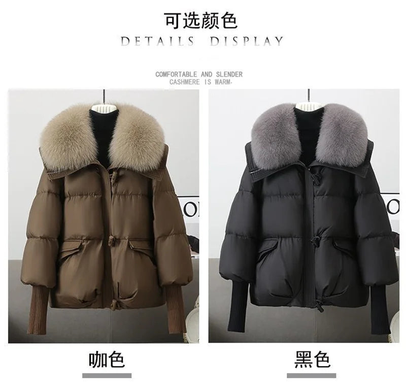 2024 Winter New Short Down Cotton Jacket Women Korean Loose Cotton Jacket Women, Oversized Wool Collar, Thickened Cotton Coat
