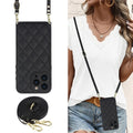 Luxury Long Lanyard Crossbody Leather Phone Case For iPhone 15 14 13 12 11 Pro Max XS XR Adjustable Shoulder Strap Leather Cover