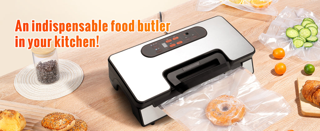 SucceBuy 90Kpa 130W Vacuum Sealer Food Packaging Machine with Free 10pcs Vacuum bags for Household Kitchen Vacuum Food Sealing